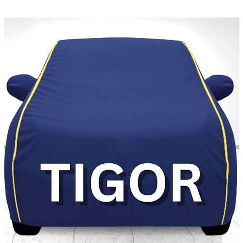 Image of BEXITA 100% Waterproof Car Cover for Tigor UV Protection, Dustproof, Windproof | Custom Fit with Mirror Pockets, Belt & Buckle | All Weather Outdoor Body Cover(Blue)