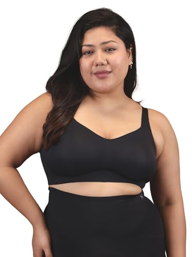 Image of Krvvy Premium Plus Size Super Supportive Bra | Full Coverage for Heavy Bust | Wireless Bra for Saggy Breast Support, Removable Cups, Wide Straps and Seamless Everyday Padded Bra 4 Hook Closure