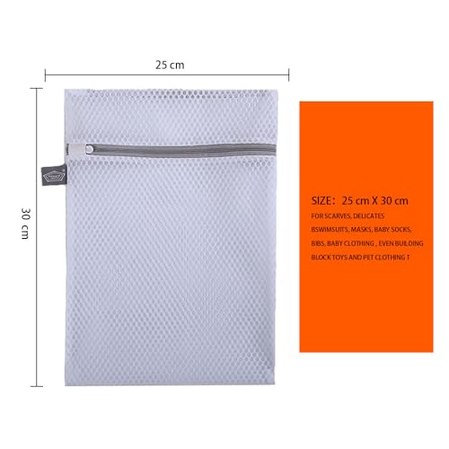 Kimmama Laundry Mesh Wash Bags, Lingerie Bags for Washing Delicates, Mesh Laundry Bags for Washing Machine, White Net, Grey Zipper, 3S
