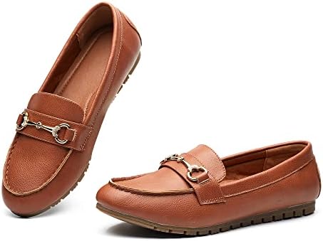 BGSTGUDS Women's Wide Loafers Casual Cute Flats Shoes Ladies Arch Support Comfort Walking Shoes Slip Ons Work Shoes (Brown, 9)
