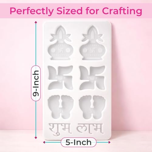 Image of Resin Molds Shubh Labh Silicone Mould Fondant Keychain Mold Wax Topping Epoxy Moulds Resin Art Crafts Diwali Swastik Kalash Candle Making