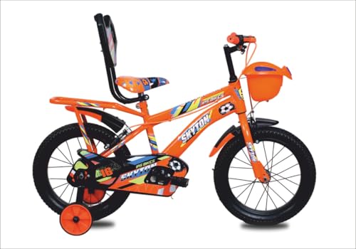 Image of SKYTON Brandon 16 Inch Kids Cycle with Side Wheels Ideal for 4 to 7 Years Boys and Girls Bicycle for Children - Orange