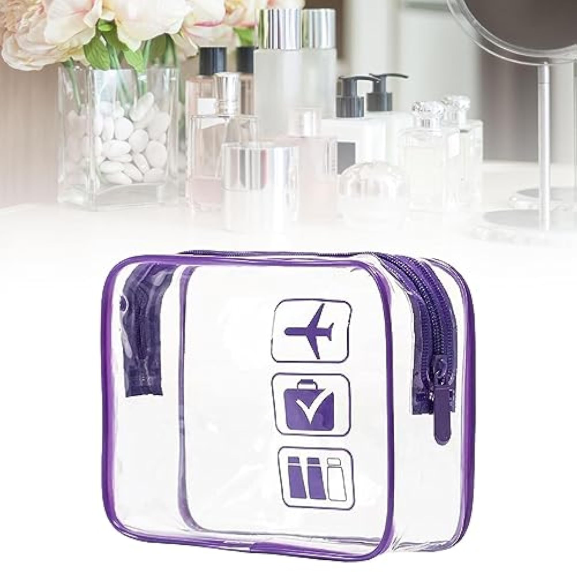 Clear Makeup Bag for Essentials, Set of 2