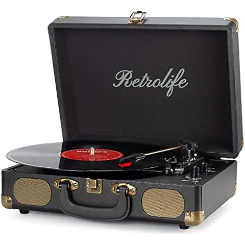 Tocadiscos Portátil Retrolife 3 Velocidades Bluetooth Cover