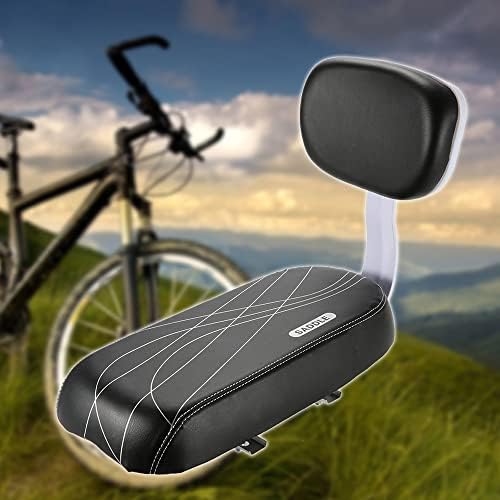 QIONGHA Bicycle Back Seat Cycling Bike Bicycle MTB PU Leather Soft Cushion Rear Rack Seat Children Seat with Back Rest, Black
