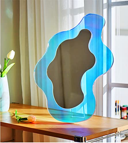 Xiaoyue Wavy Mirror, Wavy Acrylic Mirror, Rainbow Irregular Aesthetic Vanity Mirror Frameless, Retro Mirror For Living Room, Bedroom, And Minimal Spaces Home Decor (9.84‘’X14.17'') #TOP5