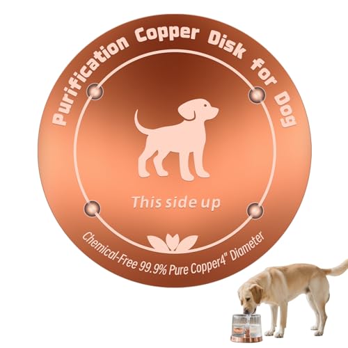 Copper Disk for Dog Water Bowl Dispenser|4-inch Diameter,0.6mm Thick|99.99% Pure Copper Disc|Automatic Dog Water BowlDispenser Purification Disk with 4 Point Support|Purify Water All Year Round