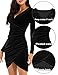 Imagen de Niwicee Vestido Mujer Vestido Lápiz Elegante Velvet Ruchado Vestidos de Cóctel V Cuello Manga Larga Wrap Dresses Damas Vestidos de Bodycon para Fiesta Cóctel Casual