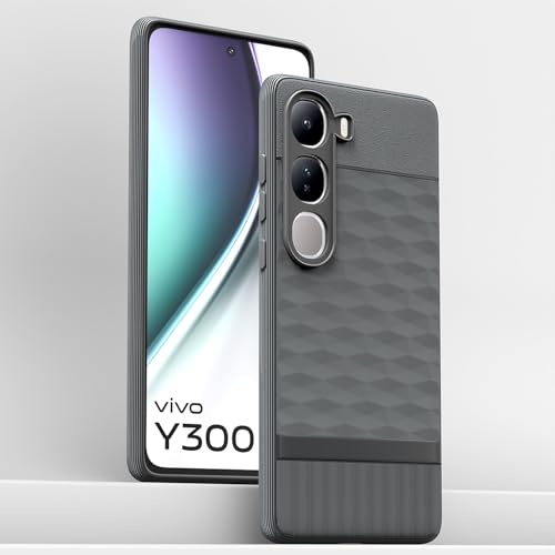 Image of Pikkme Back Cover for Vivo Y300 5G Camera Protection 3D Hexa Cube Design Silicone Protective Bumper Case (Grey)