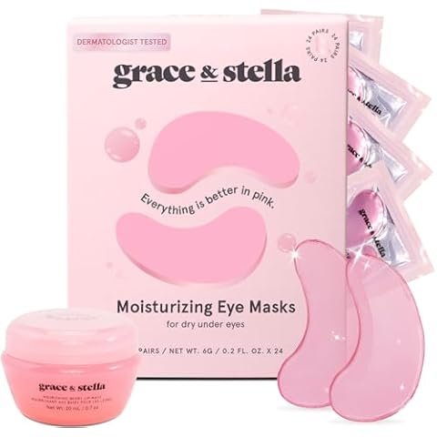 grace & stella Eye Mask Pink 24 Pairs + Hyaluronic Acid Serum 1.7 fl oz Bundle Cover