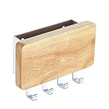 KAIYING Key Holder, Mail, Letter and Key Organizer Wall Mounted with 4 Hooks, Decorative Wood Alumin
