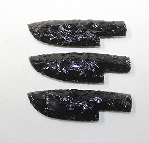Mountain Man Knife 3 Small Obsidian Ornamental Knife Blades #3023