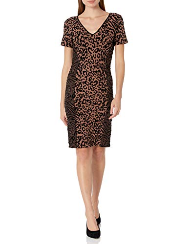 MILLY Women's Animal Print Fitted Dress, Natural Combo, M