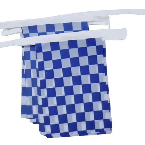Image of AZ FLAG Navy Blue and White Check 6 meters BUNTING Flag 20 flags 9'' x 6'' - checkered racing STRING flags 15 x 21 cm