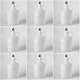 Pack 9 Garrafas Damajuanas Garrafones 5 litros Cristal Forrado Plástico Blanco Alto Gramaje, Corcho Natural Ajuste Perfecto con Recambios Corcho