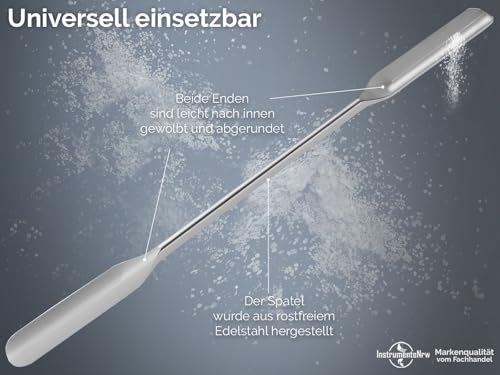 Laborspatel Doppelseitiger Mikrospatel mit mittlerer Faltkante Probenlöffel Löffelspatel Doppelseitiges Instrument Creme Löffel zur Kosmetik aus Metall 15 cm