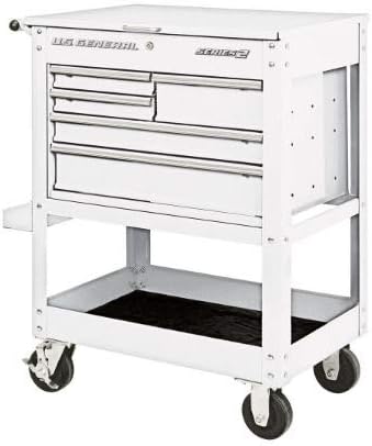 30 in. 5 Drawer Mechanic's Tool Cart Cabinet - White
