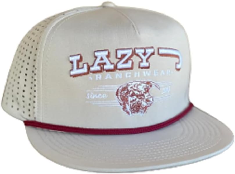 GenericLazyj Lazy J Ranch Wear Tan & Tan 4" Performance Cap, White, 4-5