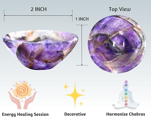 Image of Amethyst Meditation Bowl - Premium Crystal for Mindfulness and Relaxation - Handcrafted Stone Bowl for Healing and Serenity - Meditation and Spiritual Practices (2 Inch)
