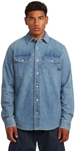 CAMICIE Uomo G-STAR D29312-D252 MARINE SLIM SHIRT LS DNM H090 FADED AZURA BLUE
