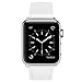 Compatible with Apple Watch Band,COVERY 42mm 44mm Watch Band Genuine Leather Strap Stainless Metal Buckle Compatible Apple Watch Series 4(44mm),Series 3, 2, 1(42mm) Sport & Edition- White