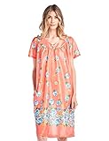 Casual Nights Women's Short Sleeve Muumuu Lounger Dress - Coral - Small