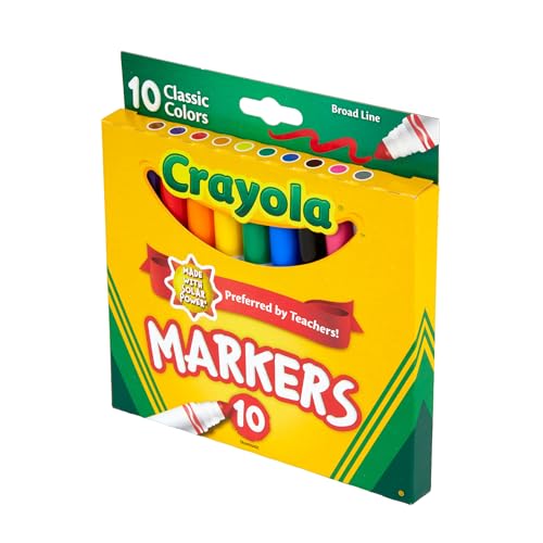 Crayola Broad Line Markers, Classic Colors 10 Each, 10 Count (Pack of 1)