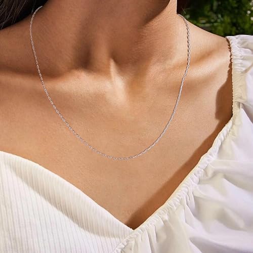 Gacimy 925 Sterling Silver Paperclip Necklace for Women, 1.3MM 1.5MM 1.8MM 2.0MM Width 16" 18" 20" 22" 24" Length with 2" Extension Chains4