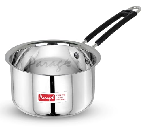 Image of Parage 1 Pieces Stainless Steel Sauce Pan, Tea Pan, Milk Pan Heavy Guage, 1.75Liters with Heat-Resistant Wire Handle Induction & Gas Stove Friendly (Silver)