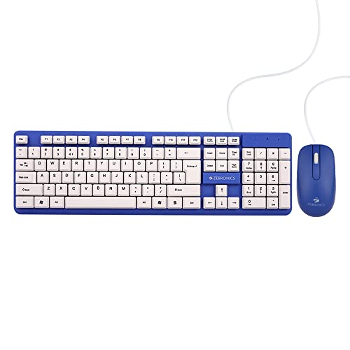 Image of Zebronics JUDWAA 541 USB Keyboard and Mouse Set for Computers & Laptops with 1200 DPI, 1.3 Meter Cable, Retractable Stand, Comfortable Usage, Silent Typing and Matte Finish (Blue)
