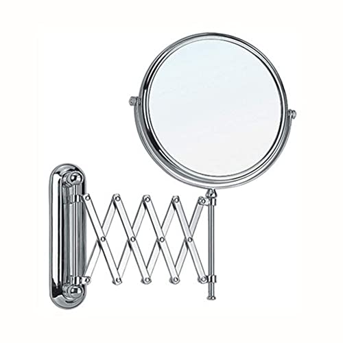 Miroir de maquillage mural avec extension pivotante double face et miroir grossissant