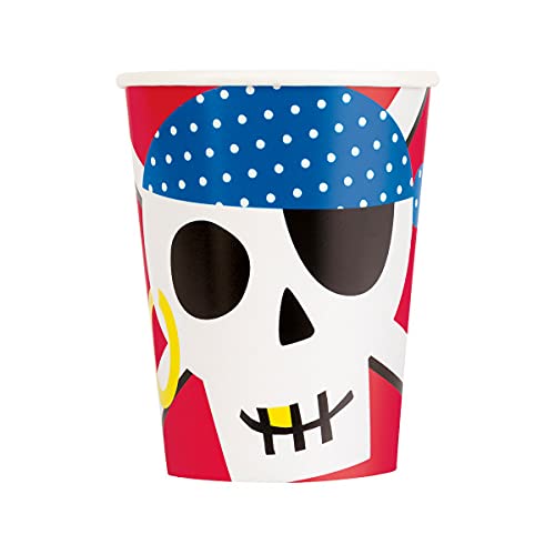 Unique Party 78416 Pirate Party Paper Cups | 8 Pcs, Multicolour