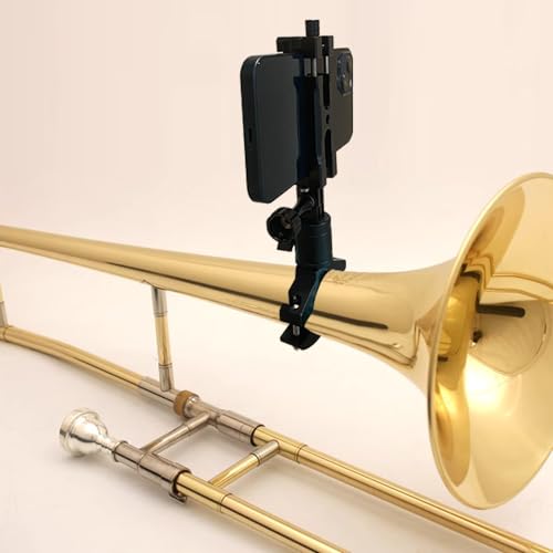 Smallan SL0609-1 Musical Instrument Phone Stand For Low Brass Lyre,Mount Your Phone To Trombone Flugelhorn Euphonium Marching Baritone Mellophone Ultralight Aluminium Alloy Black thumb #4