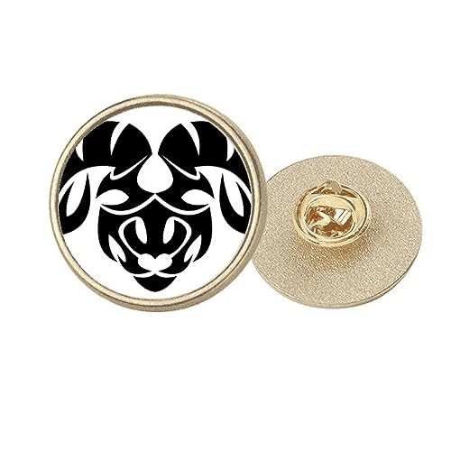Broche Bélier métal doré ronde taille M pour veste écharpe et manteau