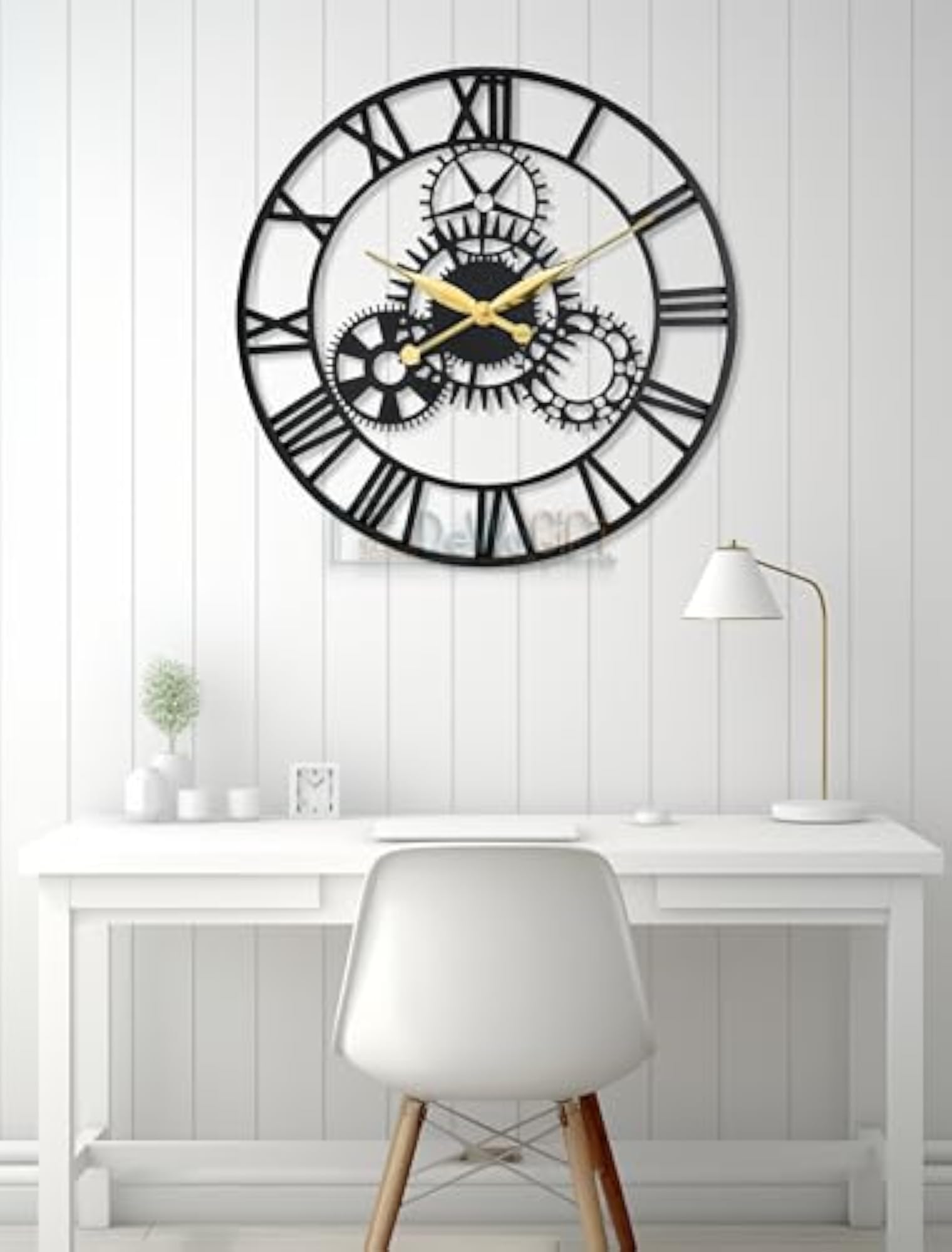 24 Inch Large Metal Wall Clock with Fixed Gears