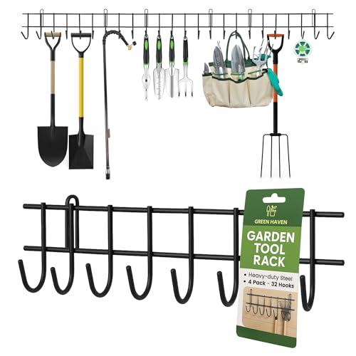 Green Haven Garden Tool Storage Rack 160cm - Heavy-Duty Metal Org...