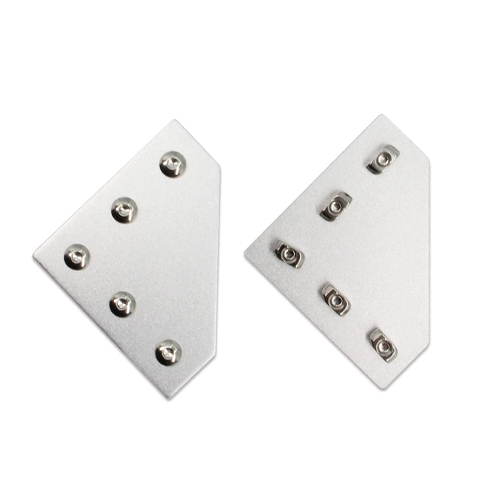 Yeebyee 2020 Corner Bracket Plate L Shape 5 Hole 90 Degree Outside Joining Plate with M5x8mm Screws and T-Nuts for 20 x 20mm Series Aluminum Extrusion Profile,8pcs/Pack (Silver-2020 L Shape) - Image 2