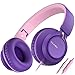AILIHEN C8 (Upgraded) Headphones with Microphone and Volume Control Folding Lightweight Headset for Cellphones Tablets Smartphones Laptop Computer PC Mp3/4 (Purple Pink)