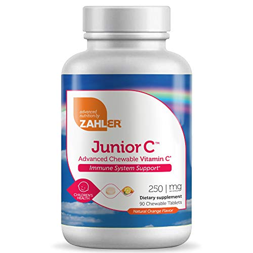 Zahler Junior C, Chewable Vitamin C, Great Tasting Vitamin C for Kids, Kids Vitamin C Immune System Support,Certified Kosher (90 Orange Chewable Tablets)