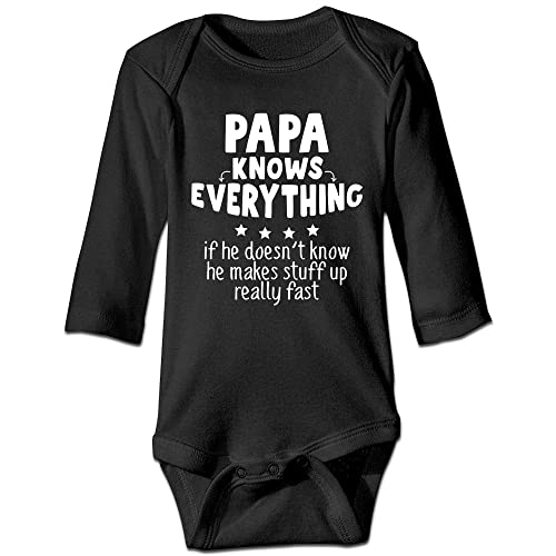 DOQOSESHY Papa Knows Everything Funny Bodysuit Infant Short Sleeve Baby Long Sleeve Bodysuit Sleeveless Romper
