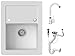 Produktbild Granitspüle weiß, Armatur 5000 - Hochdruck, 1-Becken, Drehexcenter + Siphon, Spülbecken, Küchenspüle, Schrankbreite ab 45 cm