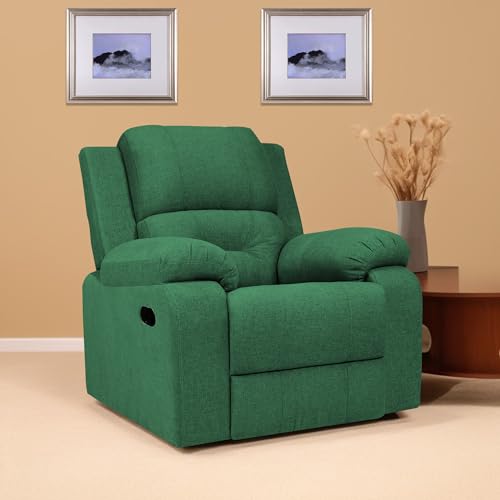 Image of Casaliving Taylor Comfy Single Seater Recliner Sofa for Ultimate Relaxation | Premium Fabric (Green)