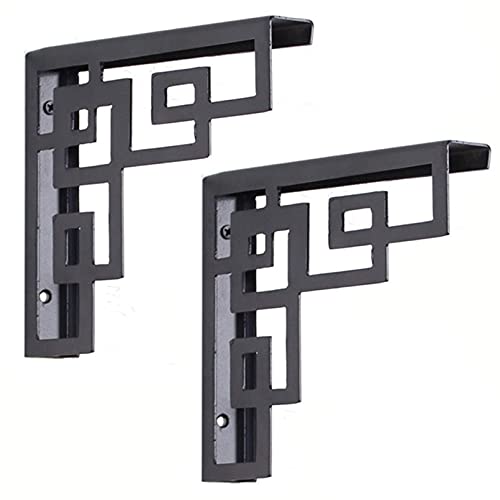 Support étagère mural fer forgé noir style rétro lot de 2 - 2