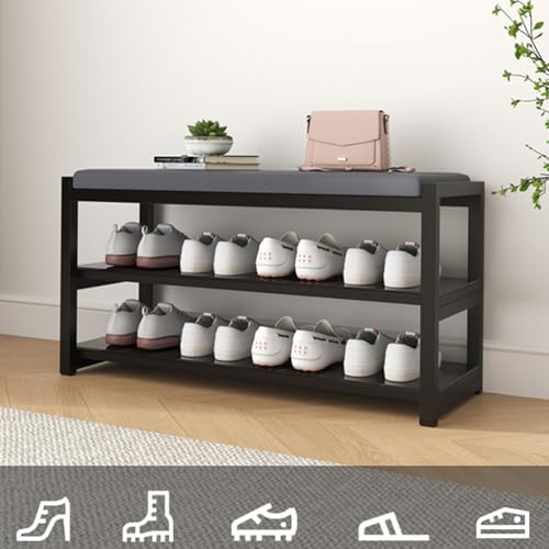 Tabouret à langer 80cm orange | Banc d'entrée design avec rangement chaussures - 5
