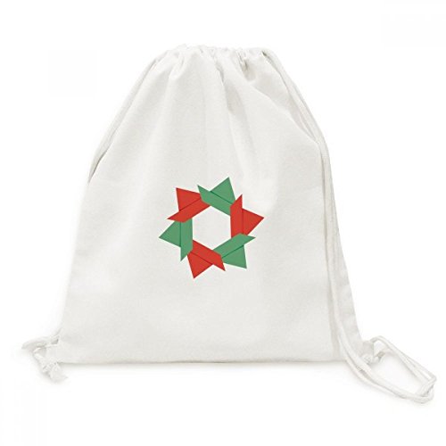 Toile drawstring backpack fleur origami Noël pour éviter le vol en voyage