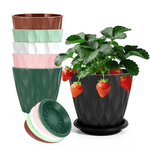 Alitree Set di 6 vasi da fiori,diametro15 cm,Plastica Resistente,(colorati)