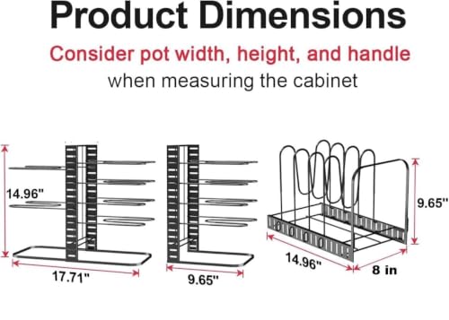Image of 8-Tier Pots and Pans Organizer Rack for Cabinet, Heavy Duty Adjustable Cookware Storage Holder for Pots, Pans, Lids & Bakeware, Space Saving Kitchen Counter Organizer,