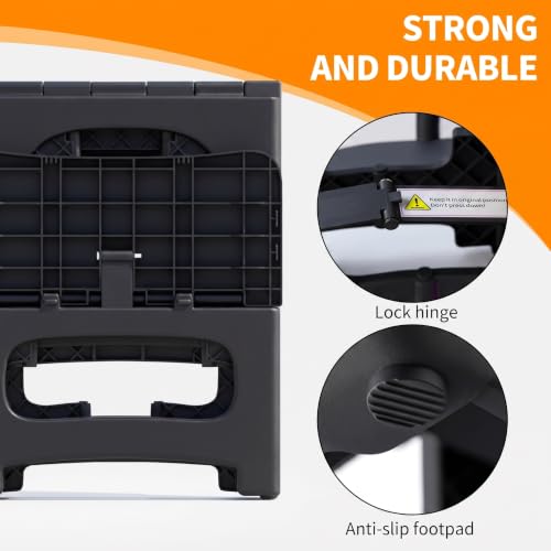 Image of 2 Step Stool Foldable, Non-Slip Steps, Folding Step Stool for Adults, Plastic Stool Pool Ladder, Collapsible Stools 2 Step Ladder for Kitchen Toilet Bedroom Office RV, Holds 330 lbs