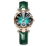 NN BEN NEVIS Watch, Watches for Women with Elegant Leather Strap, Fashion Analog Creative Diamond Dial Wrist Watch, Jewelry Gift for Wedding Anniversary Birthday, PD719, 01-BlueGreen