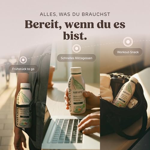 Saturo Trinknahrung Natural | Astronautennahrung | 36 g Protein, zuckerfrei, 400 kcal | Trinknahrung Mit Wertvollen Nährstoffen | 6 x 400 ml